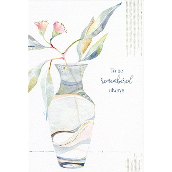 Pictura Single Branch In Swirl Patterned Vase Watercolor Michelle Rummel Sympathy Card