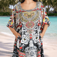 thumbnail image 2 of Miss Lavish London Kaftan Tunic One Size Cover Up Maxi Dresses Lougewear Embellished Kimono (133-Black, One Size), 2 of 7
