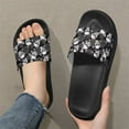 thumbnail image 3 of Jrysaedy Skull Rose Pattern Women's Thick Sole Flip Flops - Summer Comfort Beach Sandals with Non-Slip Design & Lightweight EVA Material, 3 of 7