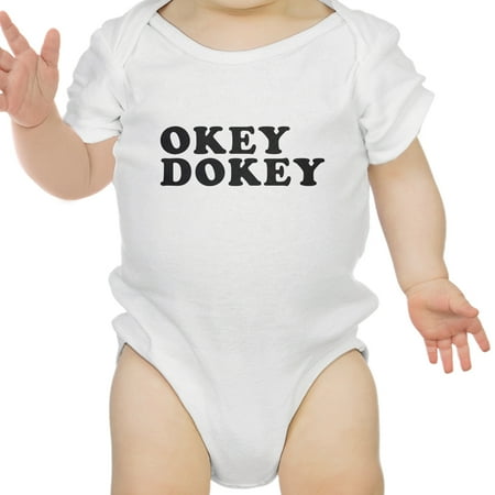 

Okey Dokey White Baby Bodysuit Humorous Design Gift For 1 Year Old