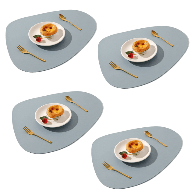 Juego de 4 manteles individuales de cuero para comedor, manteles individuales lavables y lavables. Manteles de mesa fáciles de limpiar para cocina, patio, interior y exterior