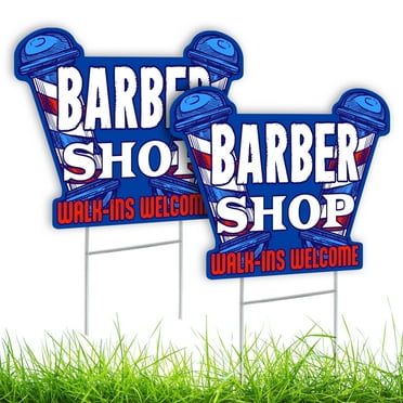 Dimarongton Barber Shop Sign with Stake, 15 x 12 DS Coroplast, Blue