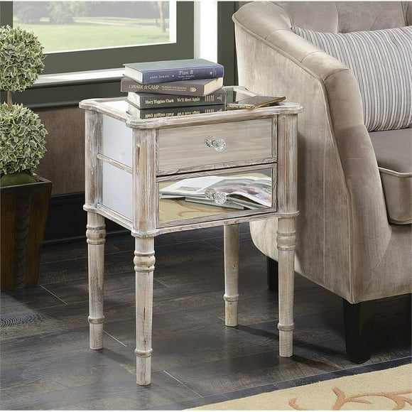 Convenience Concepts Gold Coast Mayfair End Table in Weathered White Wood