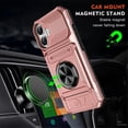 thumbnail image 3 of For Apple iPhone 16 Phone Case with Finger Ring Holder Kickstand, Card Slots，Heavy Duty Shockproof Rugged Protective Working with Magnetic Car Phone Mount,Rose Gold,For iPhone 16, 3 of 7