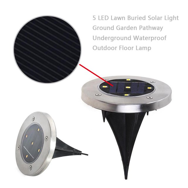 Luz Solar enterrada para césped 5 LED tierra jardín subterránea impermeable Tmvgtek Embalaje original