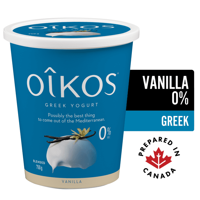 Oikos Greek Yogurt, Vanilla, Blended, 0% M.F.