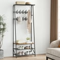 thumbnail image 2 of Gaderth Coat Rack Hall Tree With Shoe Storage Bench, 4 In 1 Entryway Organizer With 5/10 Hooks, Hanging Rod And 3 Tier Shoe Rack, Freestanding Metal Hall Tree For Hallway Front Door Mudroom, 2 of 6