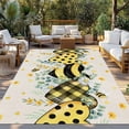 thumbnail image 2 of Bee Love Outdoor Rug for Patio/Deck/Porch, Non-Slip Large Area Rug 6 x 9 Ft, Daisy Eucalyptus Leaves Linen Rustic Beige Indoor Outdoor Rugs Washable Area Rugs, Reversible Camping Rug Carpet Runner, 2 of 8