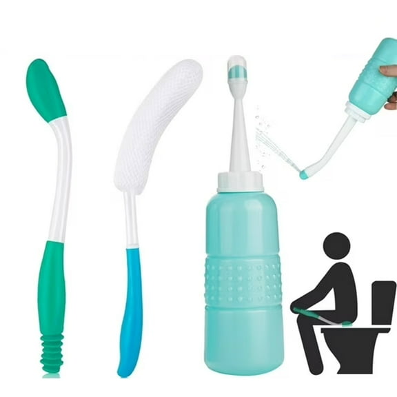 Toilet Aids for Wiping, 3Pcs Portable Bidet Body Brush and Toilet Aids for Wiping Set, Extended Reach Comfort Kit for Disabled, Elderly, Pregnant and Physically Challenged