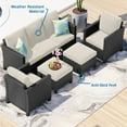thumbnail image 6 of Hearth & Harbor 5-Piece Outdoor Patio Furniture Set, Wicker Patio Conversation Set, Sectional Sofa, Black/Off White, 6 of 7