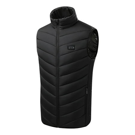 hopeusnice Men s Lightweight Quilted Heating Vest 7 4V Electric Heated Vest with 3 Heating Level Outdoor Winter Warm Waistcoat for Hunting Skiing Hiking Camping Black XL