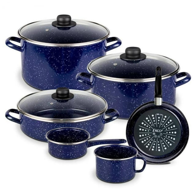 Batería de Cocina de Inducción Ekco 9 Pzas Victoria Azul Marino de Acero Esmaltado