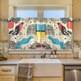 thumbnail image 2 of Yayeee Kitchen Curtains Tier Set of 2 Light Filtering 57"x36" Over Sink Window Panels, Blue Retro Print, 2 of 7