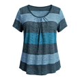 thumbnail image 6 of Lumistal Plus Size Women Summer Tops Thin Breathable Casual T-Shirts Striped Blouse Short Sleeve Top Basic Tee Fashion Leisure Tshirt for Women Going Out Tops XL-5XL Blue XXXL, 6 of 6