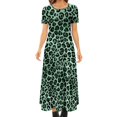 thumbnail image 1 of Robe Léopard Verte et Dorée Imprimé Fourrure Animale Style de Rue Boho Plage Longues Robes Femmes Robe Maxi Vintage Grande Taille, 1 of 5