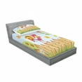 thumbnail image 3 of Ambesonne Cartoon Fitted Sheet & Pillow Sham Set, Tree Butterfly and Flower, Queen, Multicolor, 3 of 3