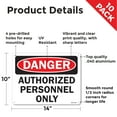 thumbnail image 2 of Authorized Personnel Only OSHA Danger Aluminum Sign 14 Inch x 10 Inch - 10 Pack, 2 of 8