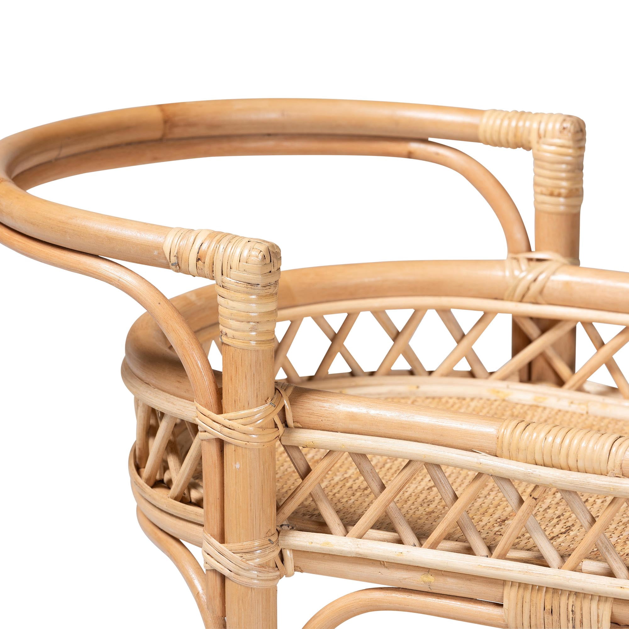 bali & pari Raul Boho Kitchen Cart, 2-Tier, Natural Rattan