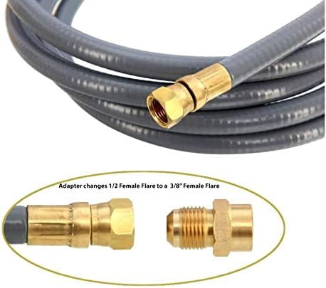 12 Feet 1/2" QDD+NG 144" Hose for Use with Natural Gas or Propane- Adaptor Kit 1/2" Quick Disconnect Low Pressure Hose Assembly for Outdoor Grill Griddle Smoker Fire Pit Pizza Oven Generator Heater