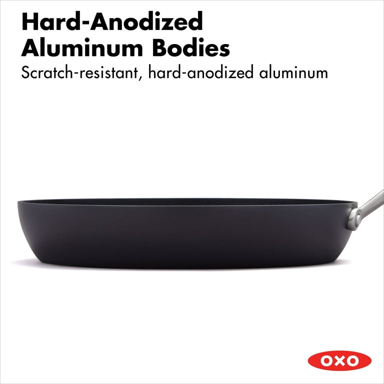 OXO Aluminum 8-inch Nonstick Frying Pan & OXO Hard-Anodized 12-inch  Nonstick Frying Pan Skillet, Black
