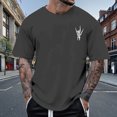 thumbnail image 2 of TSADFHJI Chemises Graphiques à Manches Longues pour Hommes Automne Printemps et Été T-Shirt à Manches Courtes Col Rond Tendance Mode Gris Foncé, 2 of 6