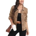 thumbnail image 1 of Chaqueta vaquera MISS MOLY para mujer, con botones, manga larga, marrón L, 1 of 5