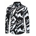 thumbnail image 1 of Camisa de hombre con solapa geométrica, manga larga, botones, ropa de calle para exteriores, diseñador de moda, informal, suave y transpirable, 1 of 6