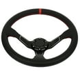 thumbnail image 2 of CCIYU Steering Wheel, 350MM/14inch 3" DEEP DISH 6 Bolt For JDM Sport Racing Steering Wheel Red Stitch PVC Leather Horn Button US Included, Cable, Wrench 14in (Black), 2 of 5