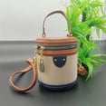 thumbnail image 1 of DEBGFS Mini Sac Seau Rond Rétro - Design Chic Croisé à Contraste de Couleurs Vibrantes - Sac Cylindrique Polyvalent pour un Style à l'Avant-garde de la Mode, Brun, 1 of 7
