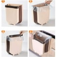 thumbnail image 4 of LIGHTSMAX LARGE Kitchen Hanging Trash Can, Collapsible Trash Bin LARGE Compact Garbage Can Attached to Cabinet Door Kitchen Drawer Bedroom Dorm Room Car Waste Bin - 9L/2.3 Gallon (Beige), 4 of 7