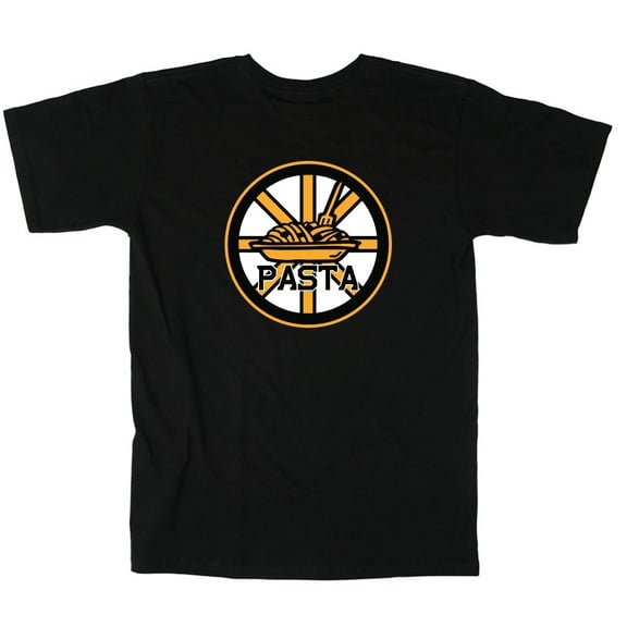 BLACK Bruins David Pastrnak Pasta Logo T-shirt ADULT