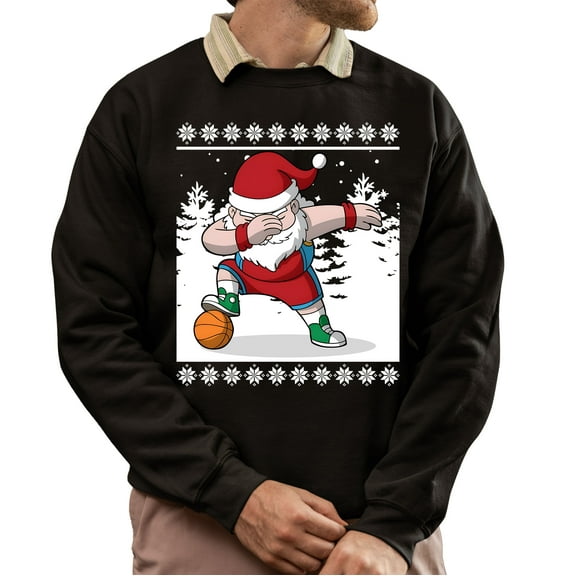 Christmas Sweatshirt, Dabbing Santa Basketball Christmas Sweatshirt, Funny Ugly Holiday Sweatshirt, Xmas Gift for Basketball Players & Fans