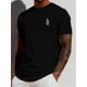 thumbnail image 1 of Minimalistic Lines Waveform Print Short Sleeved T-shirt, Casual Comfy Versatile Tee Top, Men's Everyday Spring/Summer Clothing, 1 of 5