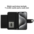 thumbnail image 4 of Allytechgroup Wallet Case for iPhone 16 Plus, Luxury PU Leather Shockproof Protective Flip Cover for Women Girls, Kickstand Folio Case with Card Slots Holder Wrist Strap Lanyard, Black, 4 of 5