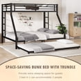thumbnail image 2 of Bellemave Twin XL Over Queen Size Bunk Bed with Trundle Triple Metal Bunk Bed Frame with 2 Ladders and Guardrails Space-saving Bunk Beds for 3 (Black), 2 of 10