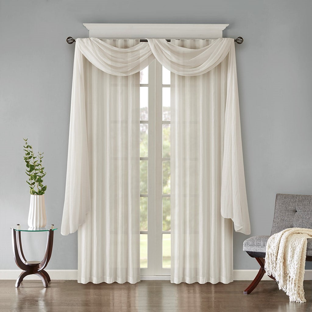 MAYEERTY 2 Pcs Solid Crushed Curtain Panel Pair