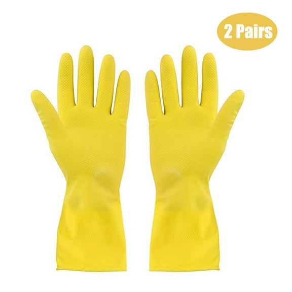 2-Pairs Reusable Household Gloves, Rubber Dishwashing gloves, Extra Thickness, Long Sleeves, Kitchen Cleaning, Gardening, Pet Care