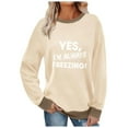thumbnail image 2 of YueHuiYing Women's Oversized Top with Creative Letter Print Crew Neck Long Sleeves Fashionable Commuter Style Loose Fit Hoodless Sweatshirt, 2 of 6