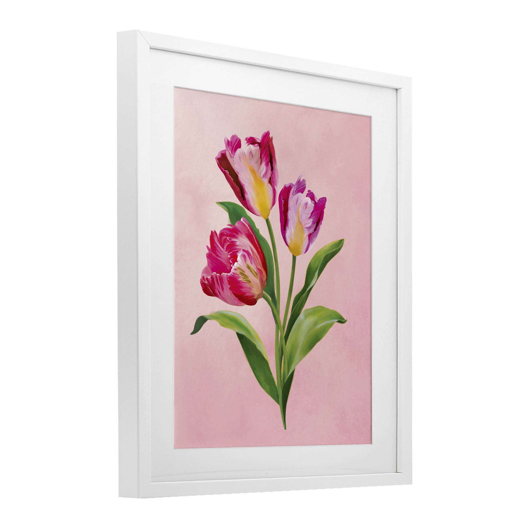 Stupell Industries Vibrant Magenta Tulips White Framed Print Under Glass, design by Diane Neukirch
