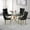 Table and 4 Black Chairs with Golden Leg, variant on Sumdeal Modern 47" Round Glass Dining Table and 4 Velvet Upholstered Chair Set,Black and Golden Leg