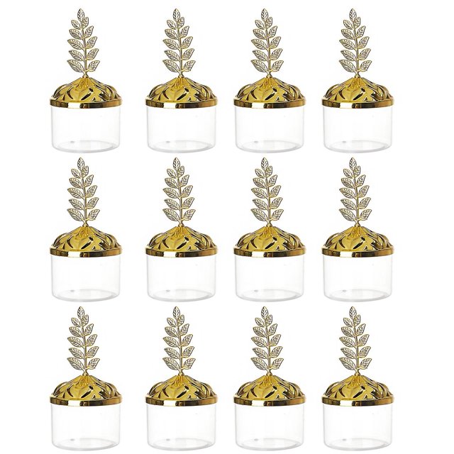 12pcs Transparent Candy Boxes Large Capacity Golden And Silver Plated Plastic Candy Jars For Home Party Baby Shower