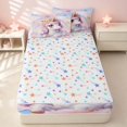thumbnail image 4 of Erosebridal Kawaii Unicorn Zipper Queen Comforter Set with Fitted Sheet and 2 Pillowcases for Girls, Watercolor Hearts Rainbow Zipper Bedding Set, Colorful Stars Reversible, 4 of 7