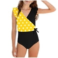 thumbnail image 3 of yoeyez Toddler Kids Swimsuit Girl Cute Ruffle Strap Bathing Suit Polka Dots One Piece Swimsuits Color Block Padded Tummy Control Swimwear 7-16Y, 3 of 7