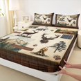 thumbnail image 4 of Castle Fairy Teens Vintage Plaid Patchwork Wildlife King Sheets 4pcs,Bear Deer Paw Mountain Campfire Bedding,Tan Brown Black,1 Fitted Sheet, 1 Flat Sheet and 2 Pillowcases, 4 of 6