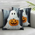 thumbnail image 3 of Patifu Halloween Cute Ghost Pillow Cover, Pumpkin Holiday Decoration Throw Pillow Cover, Square Zipper Pillowcase, Double-Sided Farmhouse Cushion Case for Home Sofa Couch 20x20in, 3 of 5