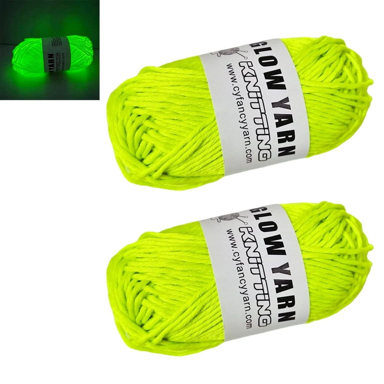 2 Roll 70m Knitting Yarn Glow in The Dark Acrylic Yarn Skein Soft