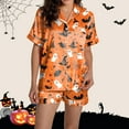 thumbnail image 7 of Women'S Pajama Sets Halloween Two Piece Satin Pajama Set Pumpkin Ghost Printed Button Down Womens Pajama Sets Shorts Womens Loungewear Halloween Womens Pjs, 7 of 7