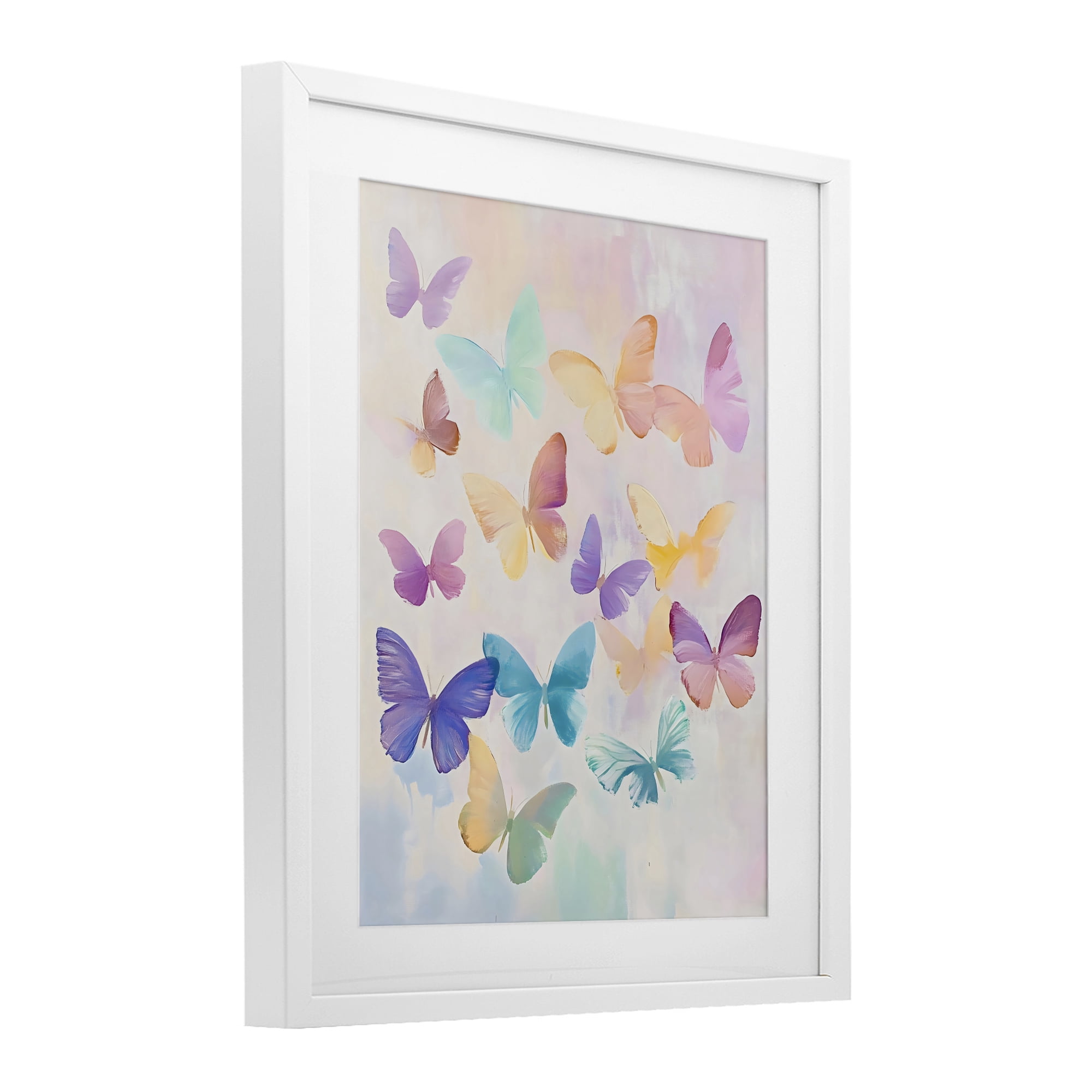 Stupell Industries Pastel Butterfly Dreams White Framed Print Under Glass, design by The Prints Vibe
