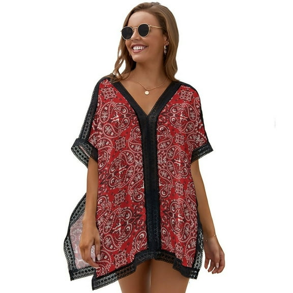 Bandana Style Print Women's Swimsuit Coverup Summer Beach Cover Up Bathing Suit Dress