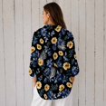 thumbnail image 2 of Nyfairy Plus Size Women's Floral Embossed Print Long Sleeve Button Down Casual Shirt, 2 of 5